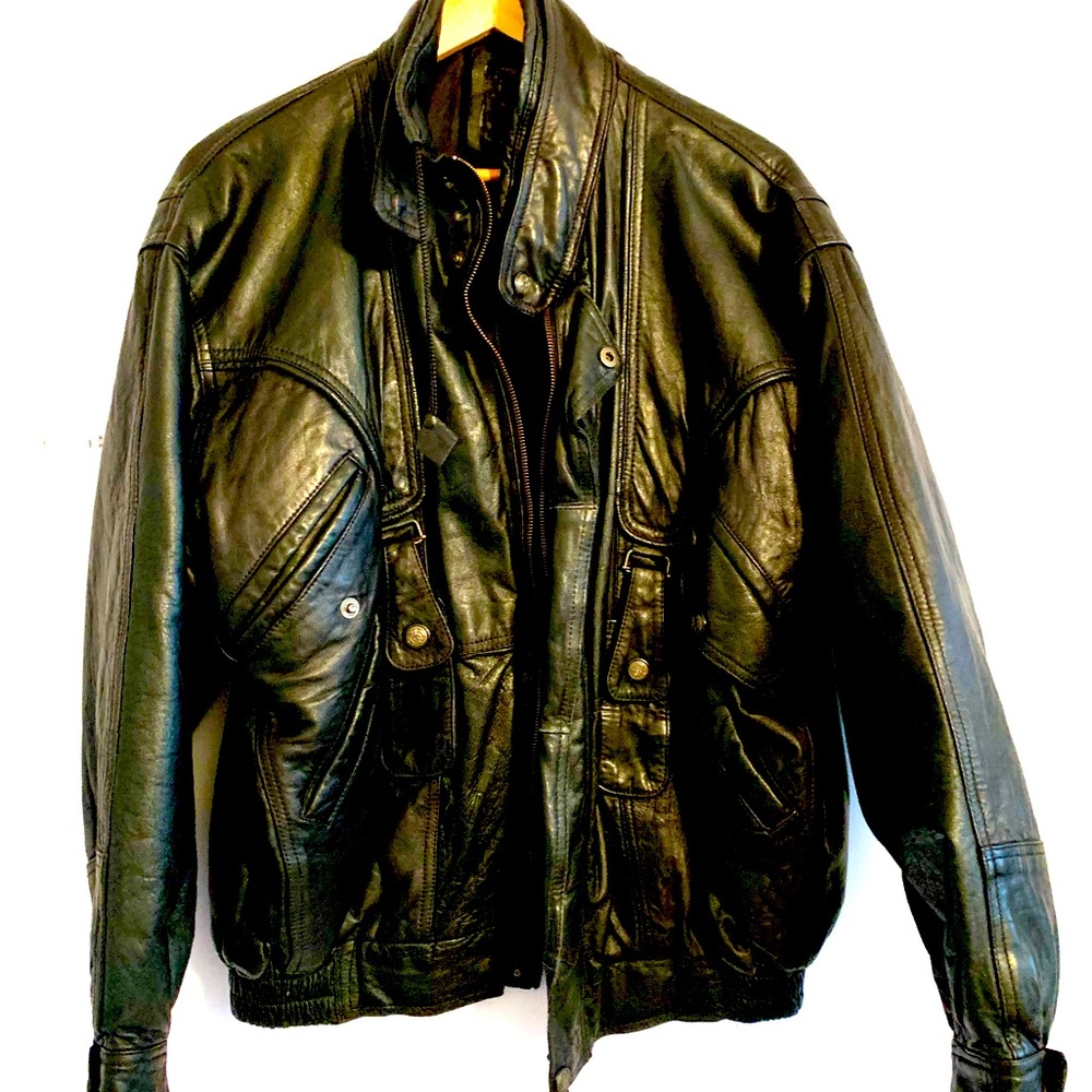 Black leather jacket for men